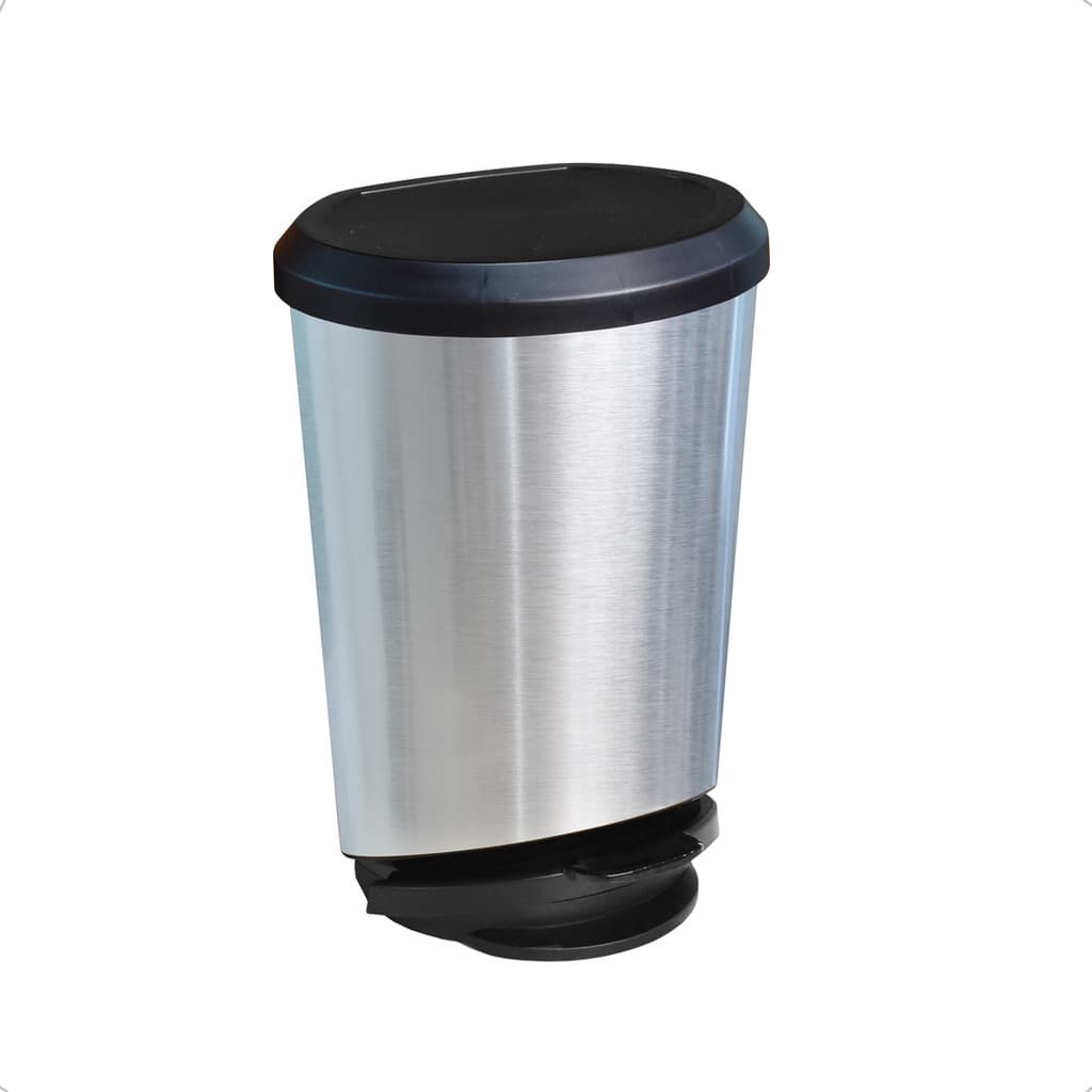 Lixeira Cesto De Lixo Lata Com Pedal Preta Multiuso 10 Litro Cor Inox