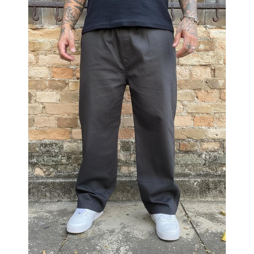 Calça Balão Jeans Cinza Masculina Streetwear Premium Larga
