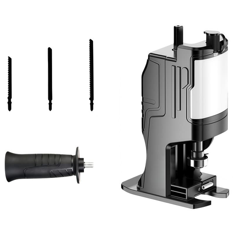 Um adaptador de furadeira para serra transforma uma furadeira em uma serra recíproca, lima ou serra tico-tico