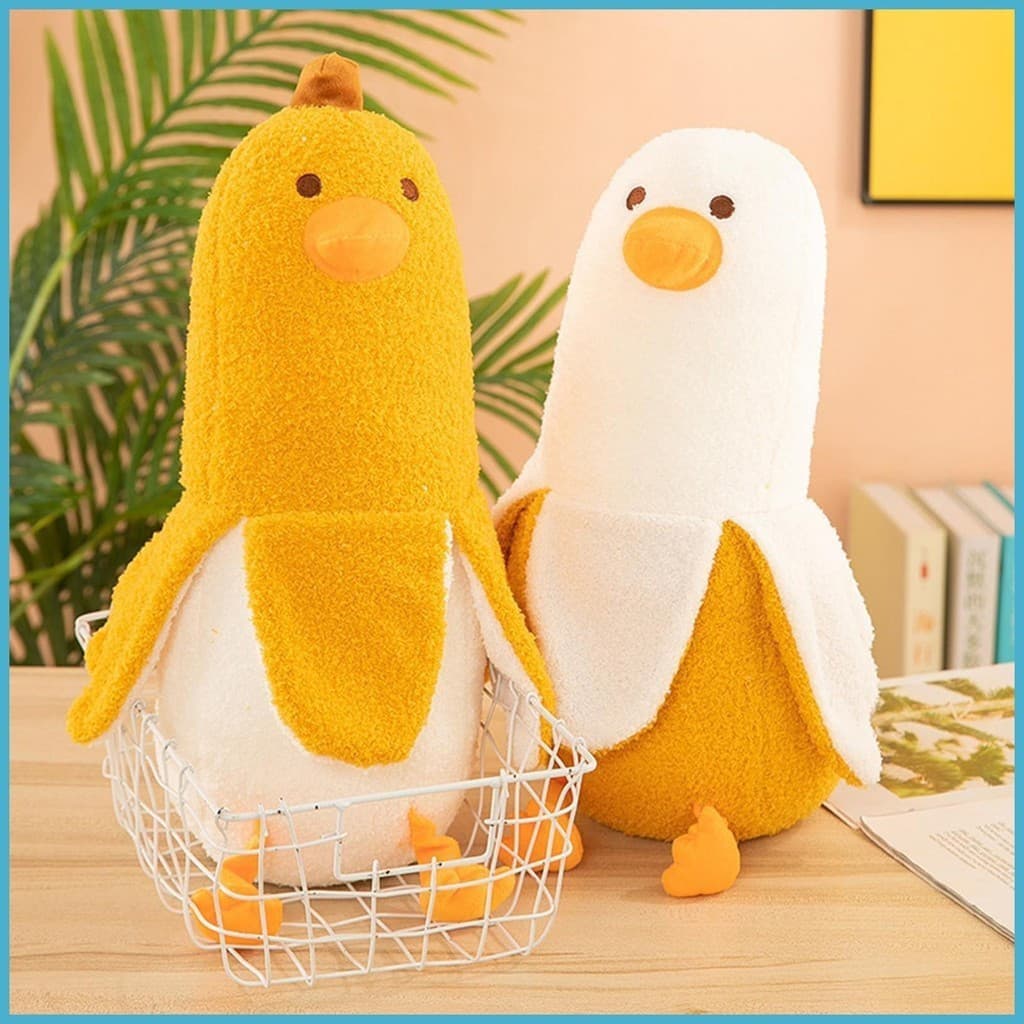 Brinquedo de Pelúcia Banana Duck 50CM Animal de Pelúcia Pato Banana Macio e Fofo Brinquedos de Pelúcia para Cama Confort