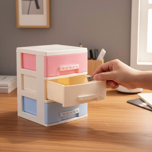 Mini Gaveteiro Organizdor Com 3 Gavetas Coloridas - Colorido Plástico Para Artesanato