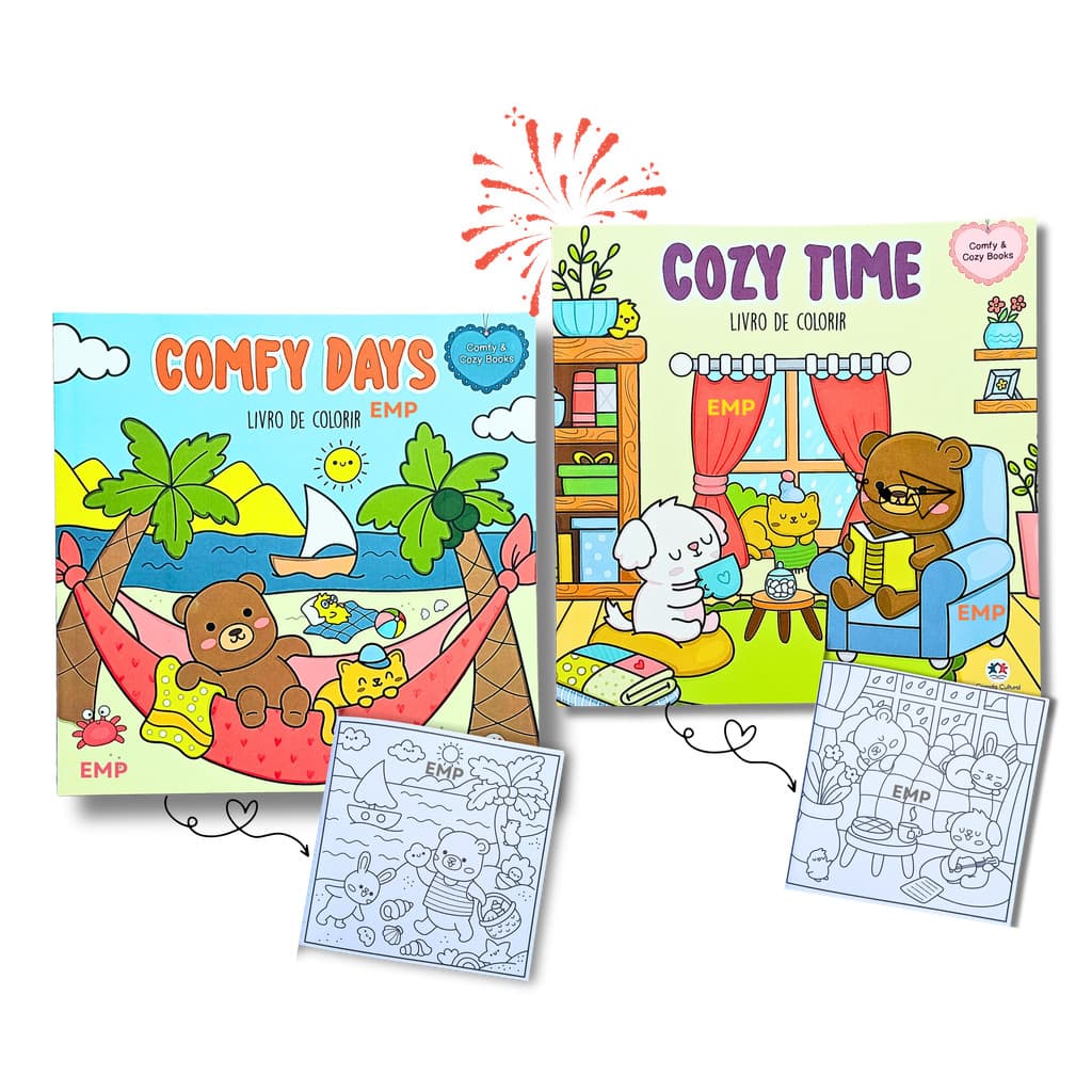 Kit 2 Livros de Colorir Cozy Time e Comfy Days