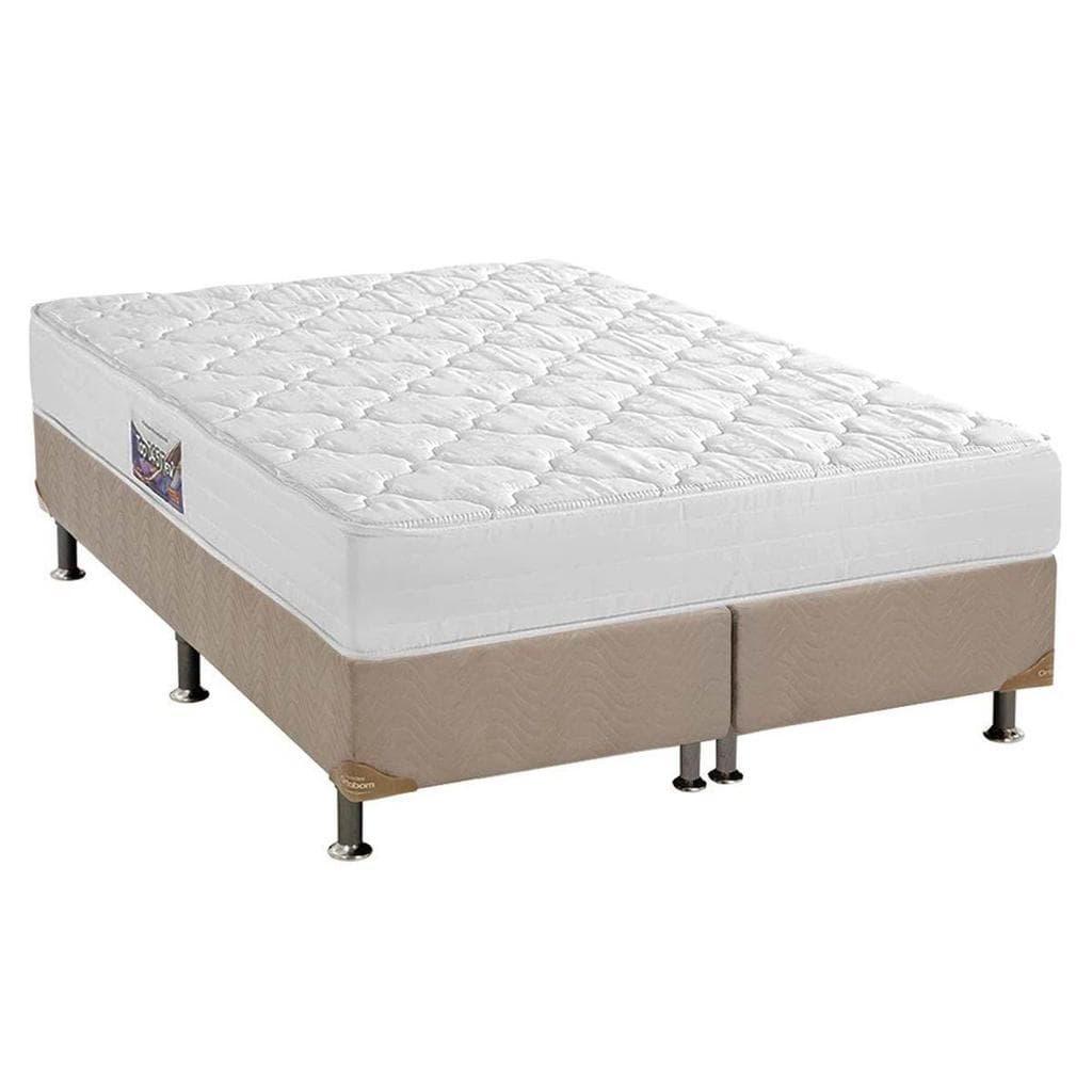 Conjunto Box Queen: Colchão Espuma Herval D45 Top + Cama Box Suede Bege (158x198)