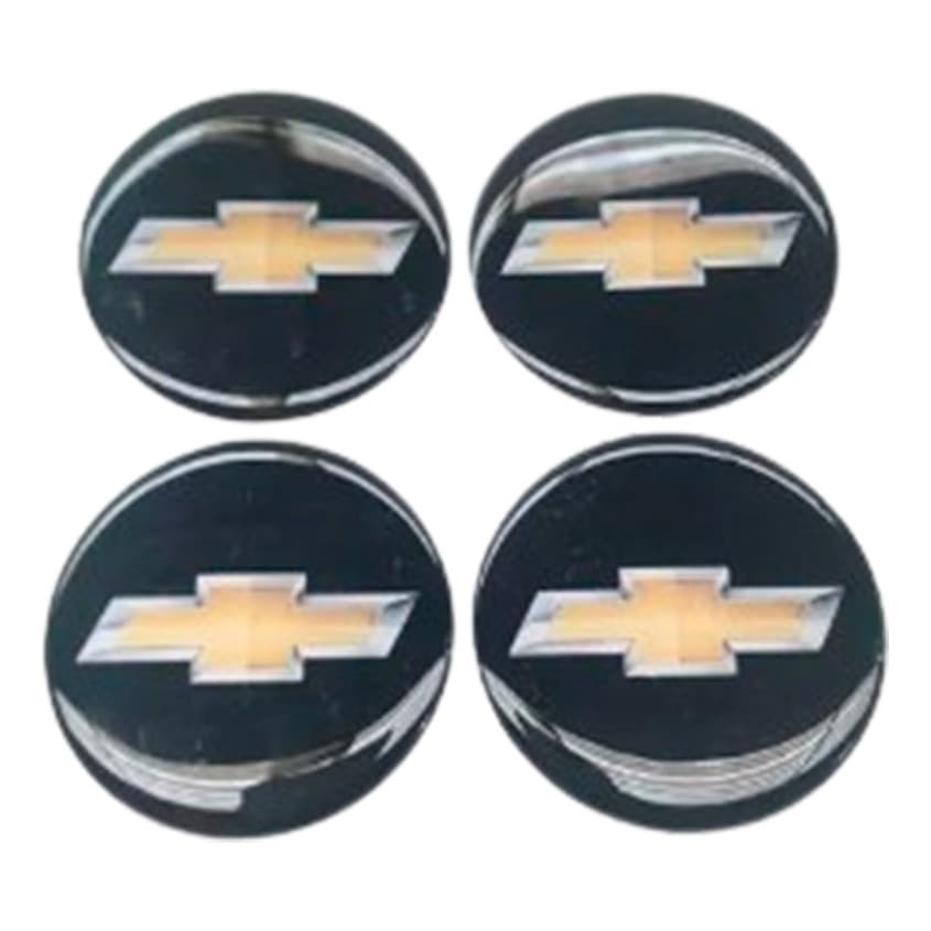 Emblema Resinado Para Calota Preto Dourado Gm Chevrolet 48mm