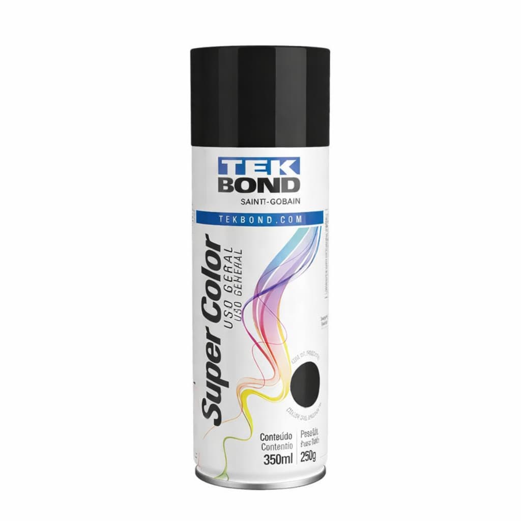 Tinta Preto Brilhante Tekbond Super Color Uso Geral 350ml 250g