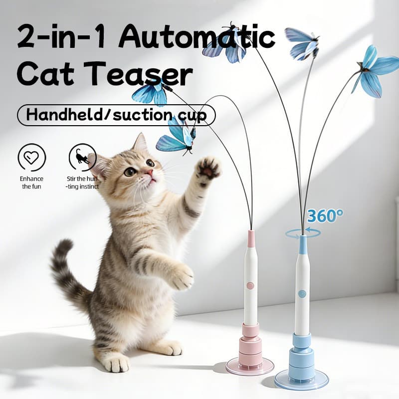 Varinha elétrica para gatos com ventosa, um gadget auto-entretenhador para gatos aliviarem o tédio e gastarem energia, b