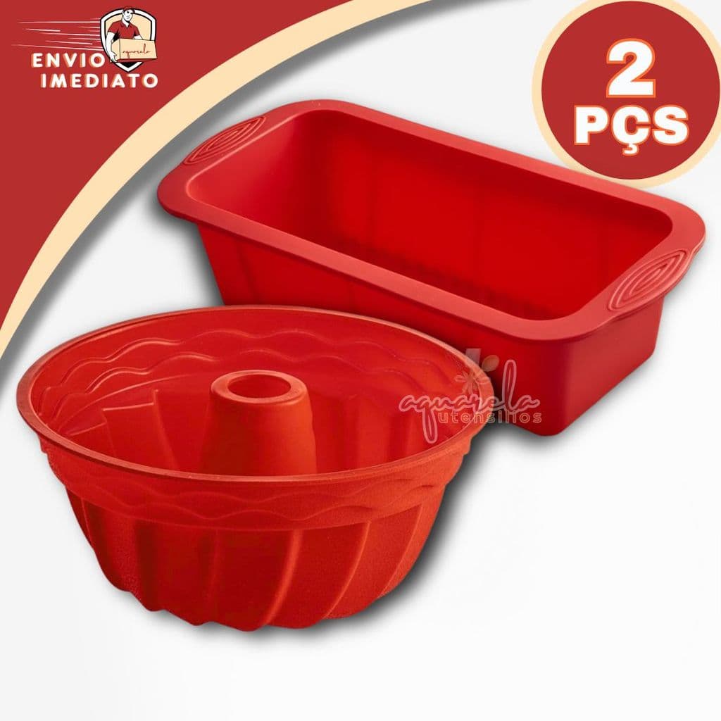 Kit 2 Forma Antiaderente de Silicone Para Assar Bolos Pães Pudim Assadeira Confeitaria Criativa