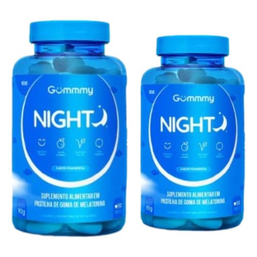 Kit 2 Gummy Night Melatonina Goma Sabor Framboesa 30und Sabor Framboesa