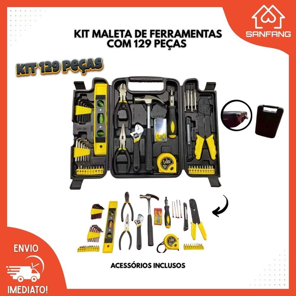 Kit De Ferramentas Com Maleta Resistente 8/16/27/129 Peças Sanfang