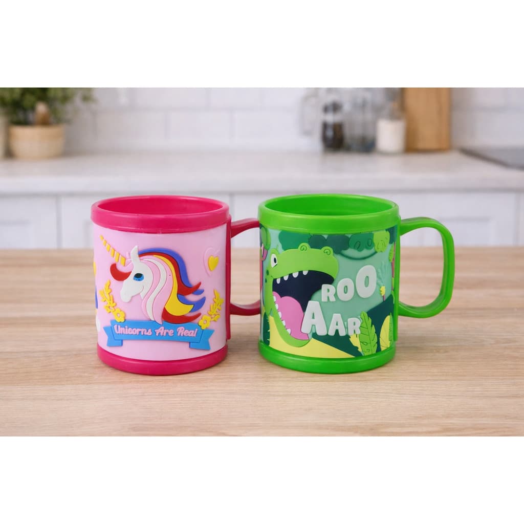 Caneca Infantil emborrachada- 330 ML - Unicórnio - Dinossauro- crianças - escola - casa- creche- importada