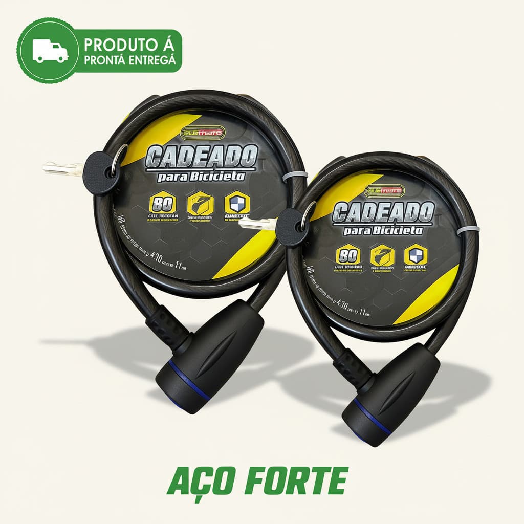Kit 2 Cadeados para Bicicleta e Moto 80cm Cabo de Aço Segurança Extra