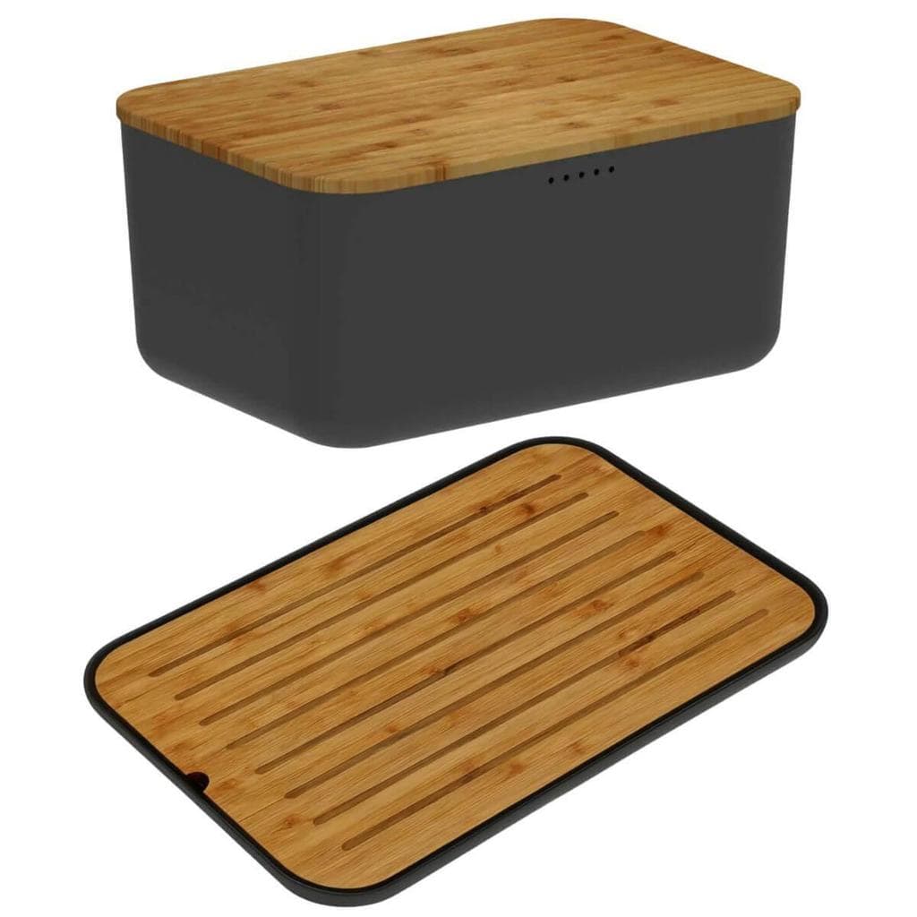 Conjunto Tábua Migalheira e Porta Pães com Tampa Bambu Preto