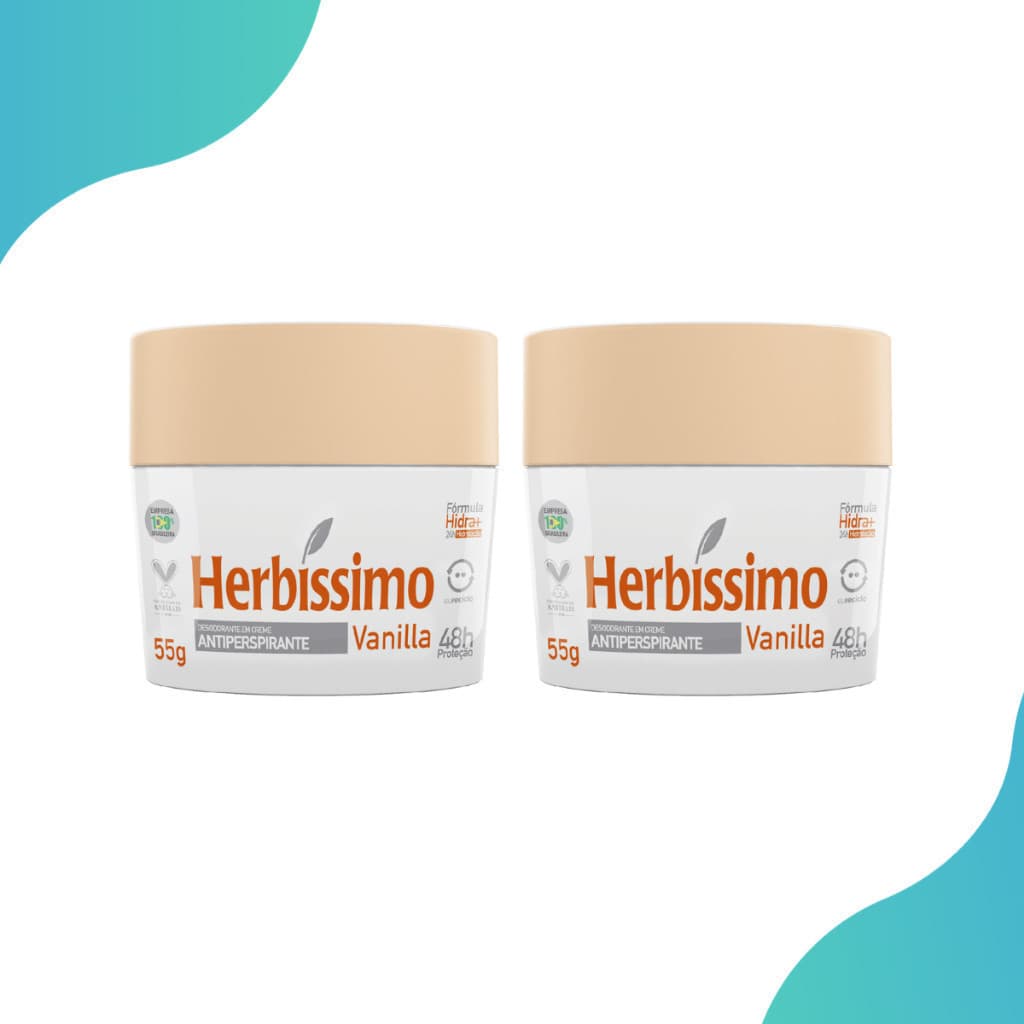 Kit 2 Desodorante antitranspirante em Creme Herbíssimo Vanilla 55g