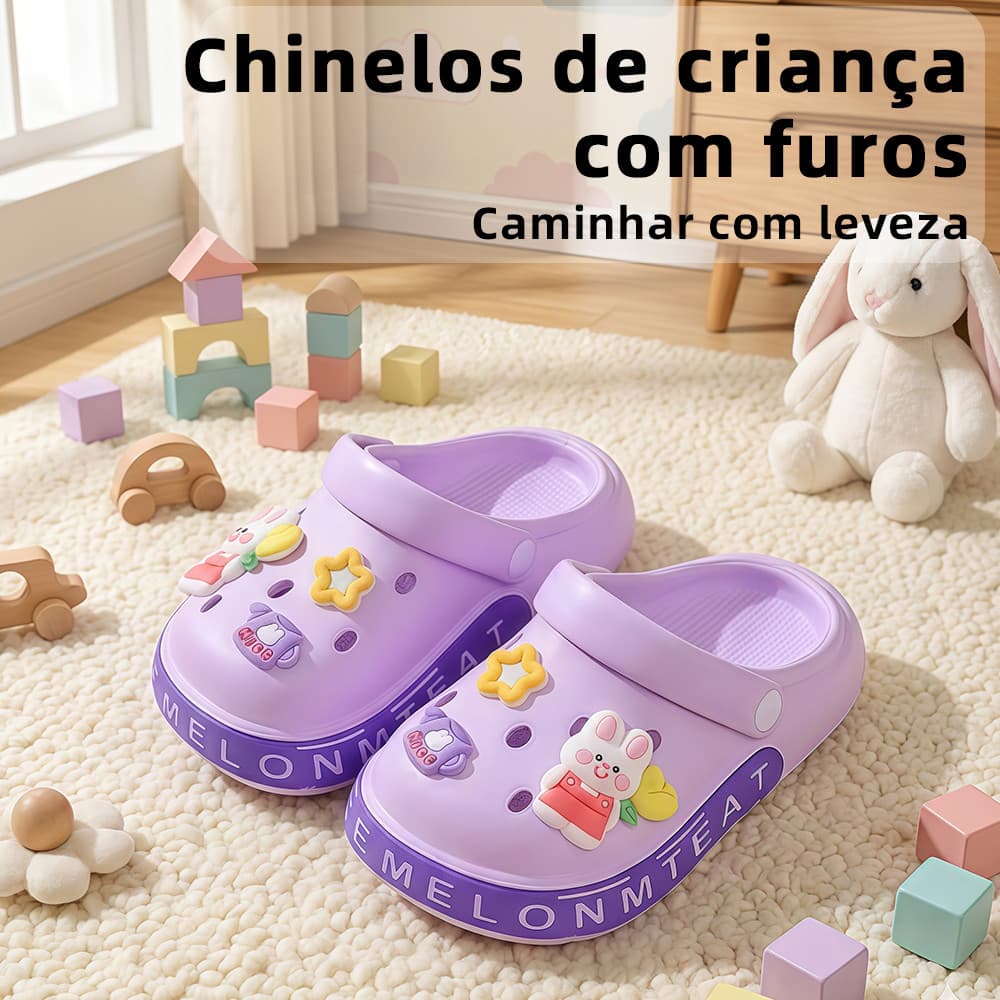 Sandália Infantil Babuche feminina EVA leve botons removíveis várias cores antiderrapante para escola passeios