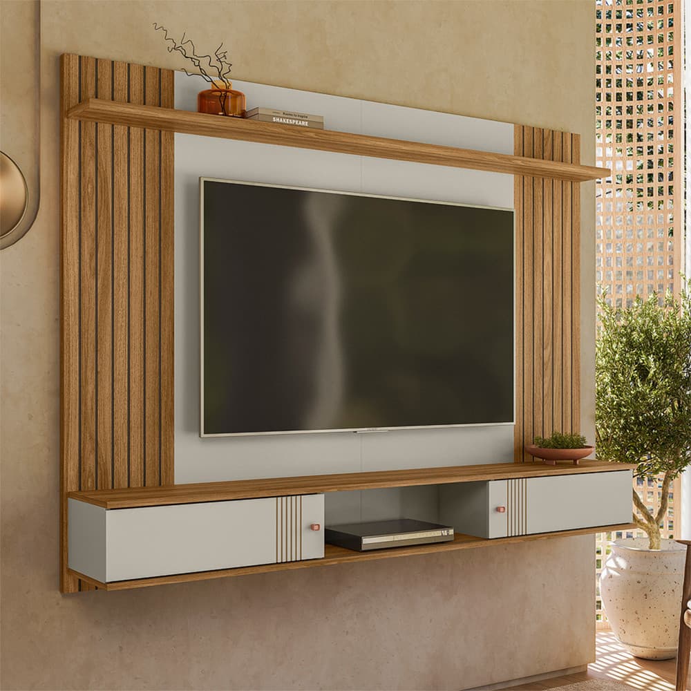 Painel Suspenso Denver Frisado 180cm para TV até 70 Polegadas Peternella Móveis