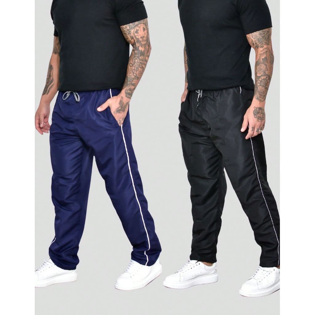 Kit 2 Calça Tactel Masculina Leve Cintura Elástica Com Bolsos Cordão Ajustável Diário Esportivo