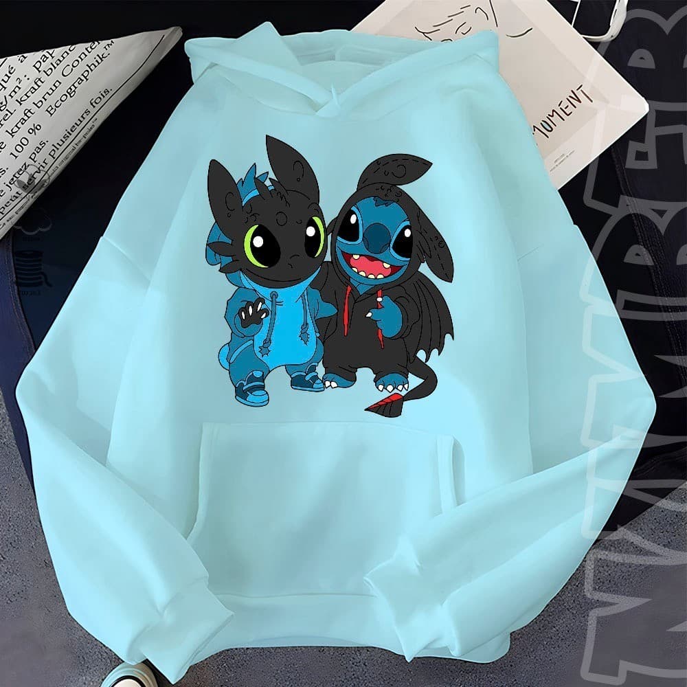 Blusa Moletom Canguru stitch e banguela Casaco Feminino Masculino Flanelado Unissex Inverno Algodao