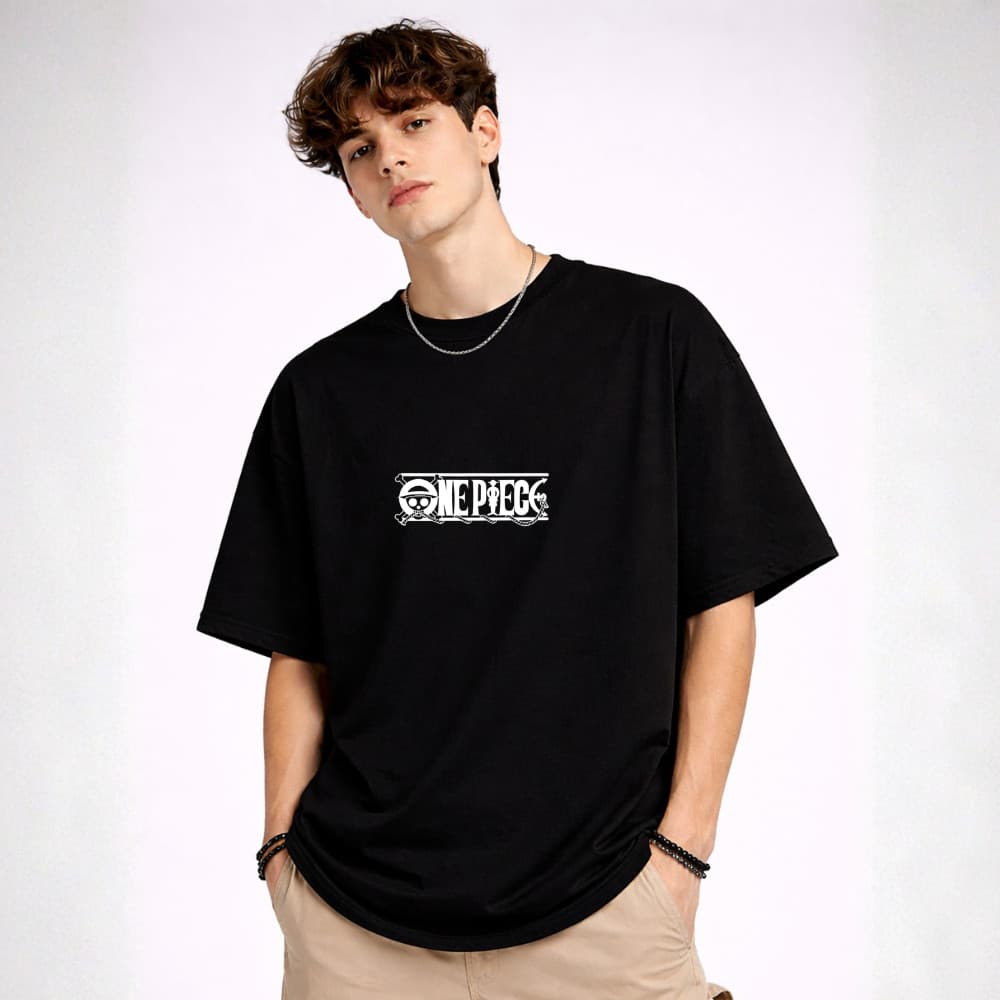 Camiseta Oversized Long Live Estampado Anime One Piece Masculina Algodão Premium Streetwear Unissex