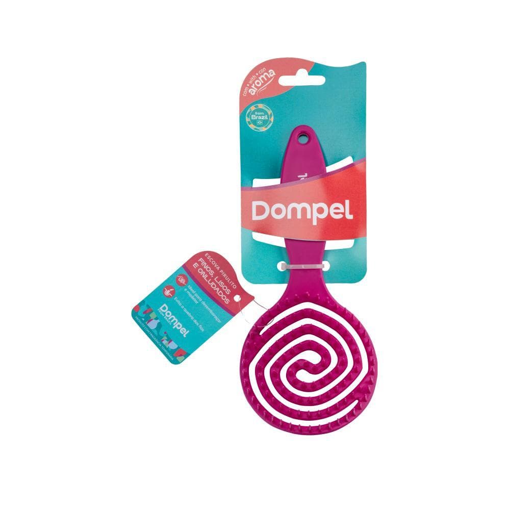 Escova de Cabelo Desembaraçadora Pirulito Cor Rosa Escuro - Dompel