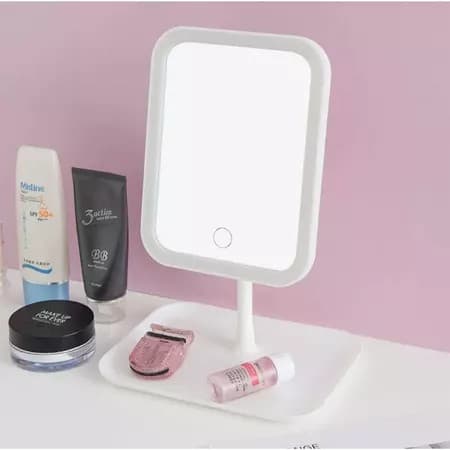Espelho de mesa Retangular/ Redondo para maquiagem Skincare com luz de LED