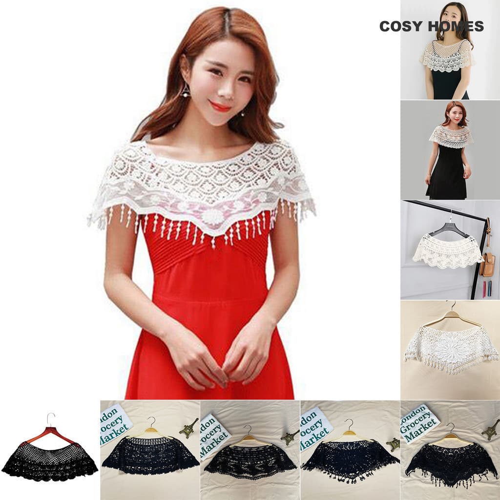 Moda Malha Oca Renda Xale Floral Cor Pura Mulher Verão Proteção Solar Cachecol Casamento Nupcial Vestido De Noite Elegan