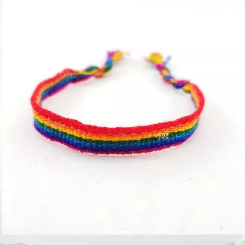 Kit 5 Pulseira de Pano LGBT Hippie Arco-íris Orgulho Colorida Tornozeleira Carnaval