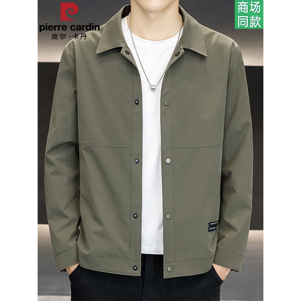 Pierre Cardan lapela genuína negócios jaqueta Casual masculina primavera outono jaqueta de cor sólida solta topo