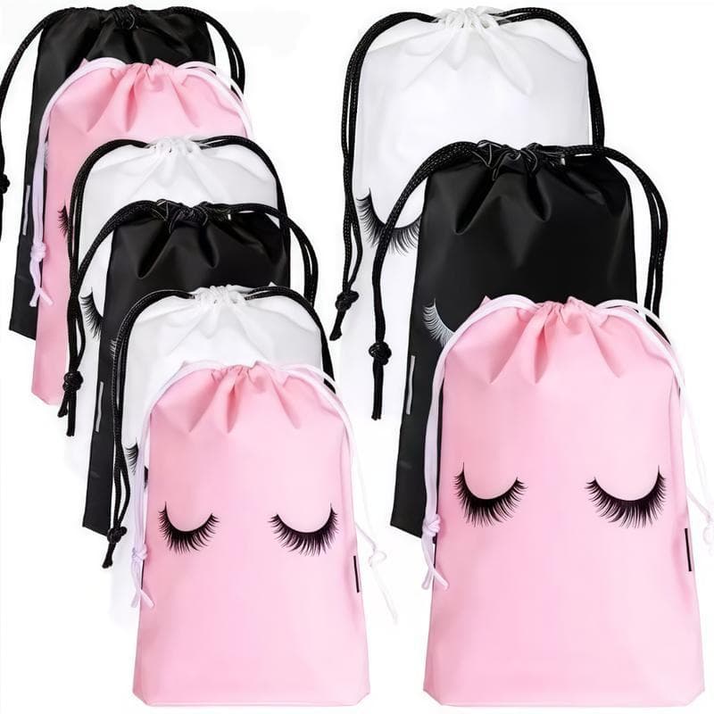 50 Pcs Sacos De Maquiagem Cosmética Reutilizáveis Para Cílios Com Cordão De Arrasto Saco De Extensão À Prova D'água