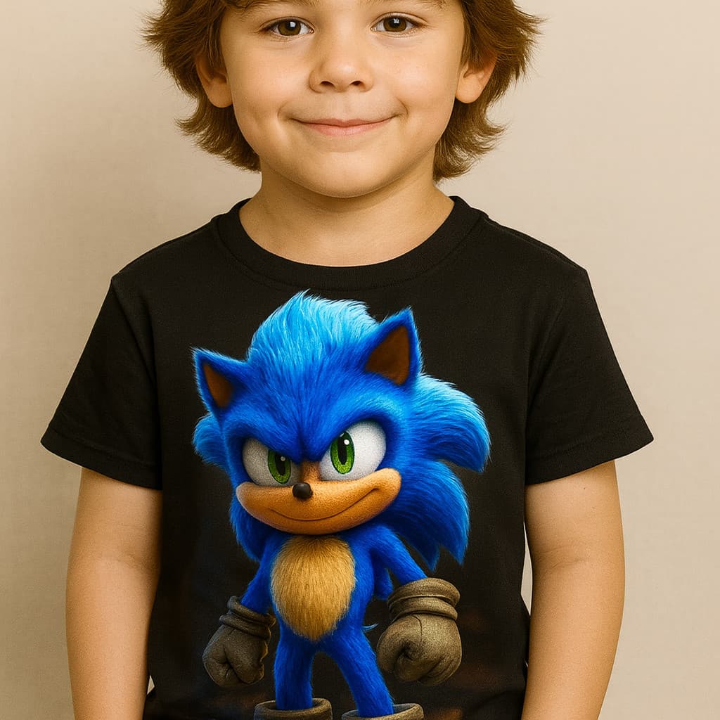 Camiseta Infantil Personalizada e Divertida  Personagem Sonic Premium Tamanho 2 ao 16 100% algodão