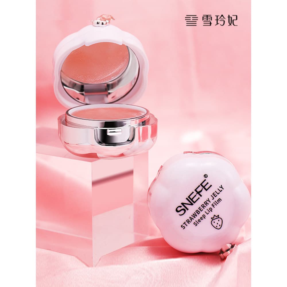 Xue Lingfei morango geléia dormir máscara labial bálsamo hidratante aromático cuidados com os lábios estudante feminino