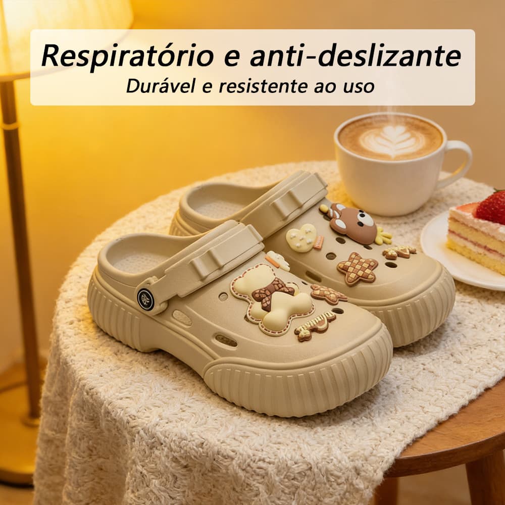 Babuche Feminina Plataforma Antiderrapante Macia e Durável para Praia Piscina e Casa Sandália Clog Feminina