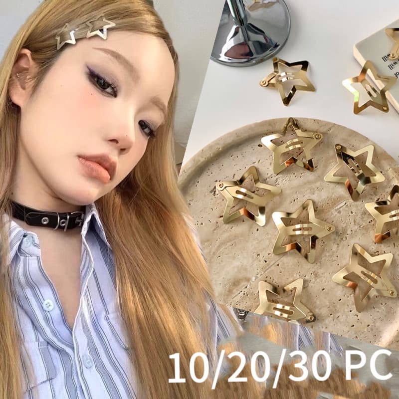 10/20/30 Grampo De Cabelo Femino Metal Estrela Franja Clipe Moda Moda Estilo Coreano Presilha Clips