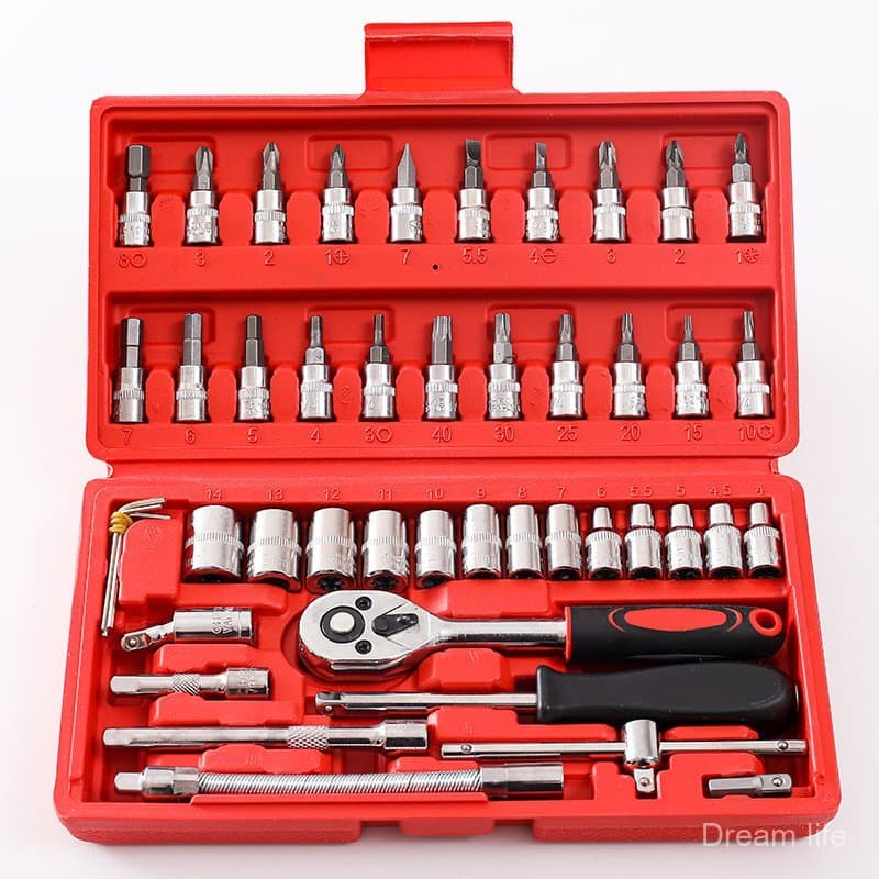 40/46 Kit De Ferramentas Para Reparo Automotivo EAFC Com Chave Catraca, Soquete E Chave De Torque, Conjunto Promoção