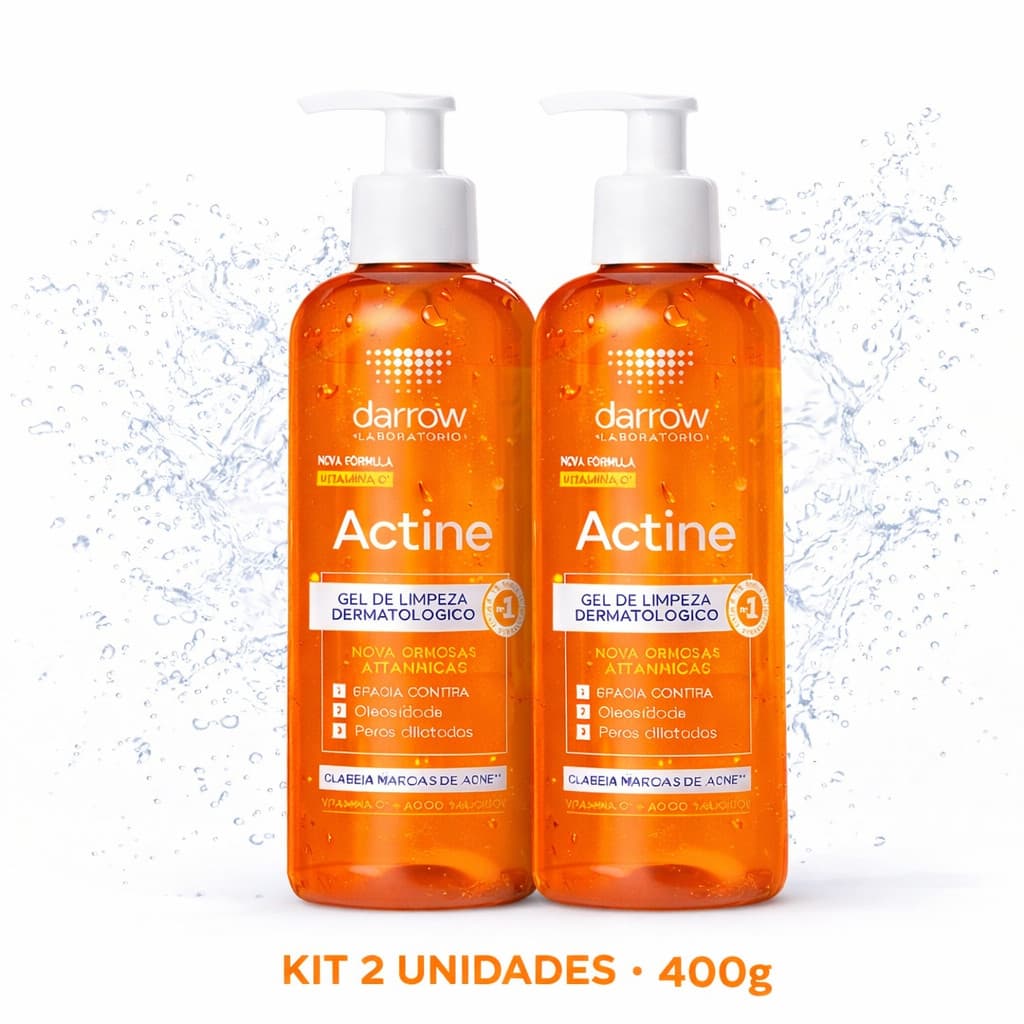 Kit 2x Actine Gel de Limpeza Darrow 400g | Controle da Oleosidade e Limpeza Profunda da Pele