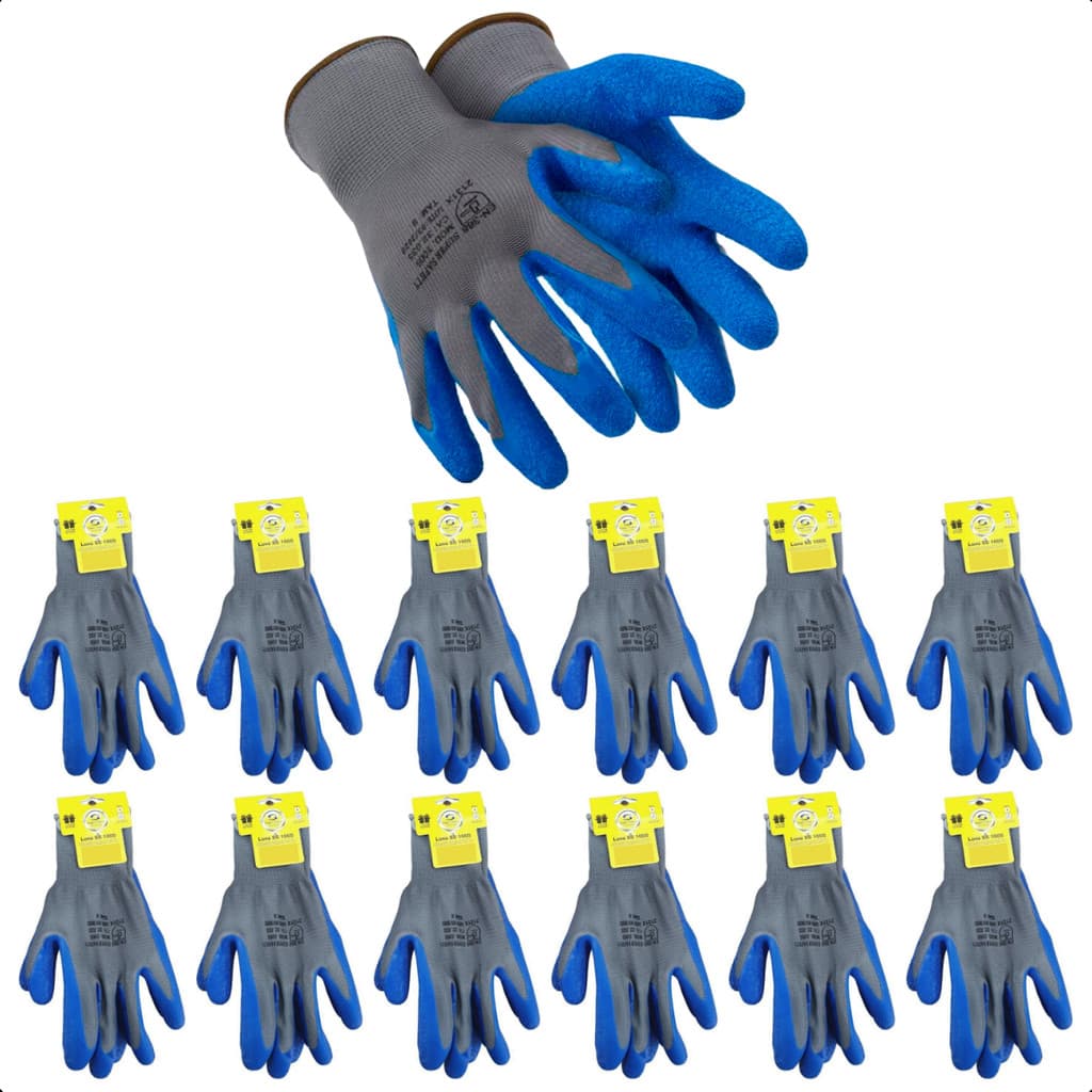 Kit 12 Par Luva De Proteção Látex Corrugado SS 1005 Coleta Jardinagem Reciclagem Segurança Epi Ca