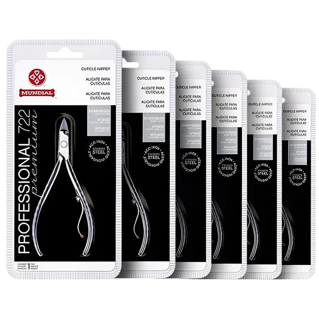 Kit c/ 6 Alicates Cutícula 722 Professional Aço Inox Mundial