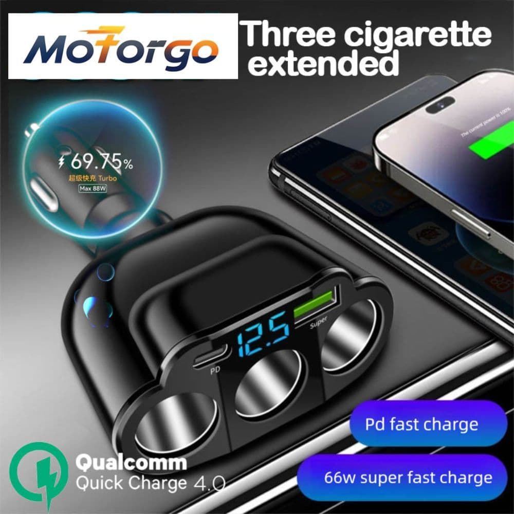 Carregador De Carro USB Triplo De 66 W Com PD E QC3.0-Adaptador Tipo C Super Rápido 12 V/24 , Peças De Carregamento LED