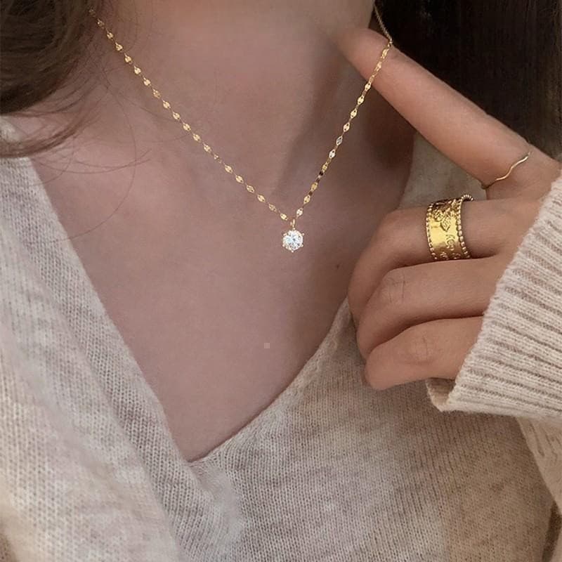 Colar Feminino De Diamante Pingente Minimalista Joias Finas