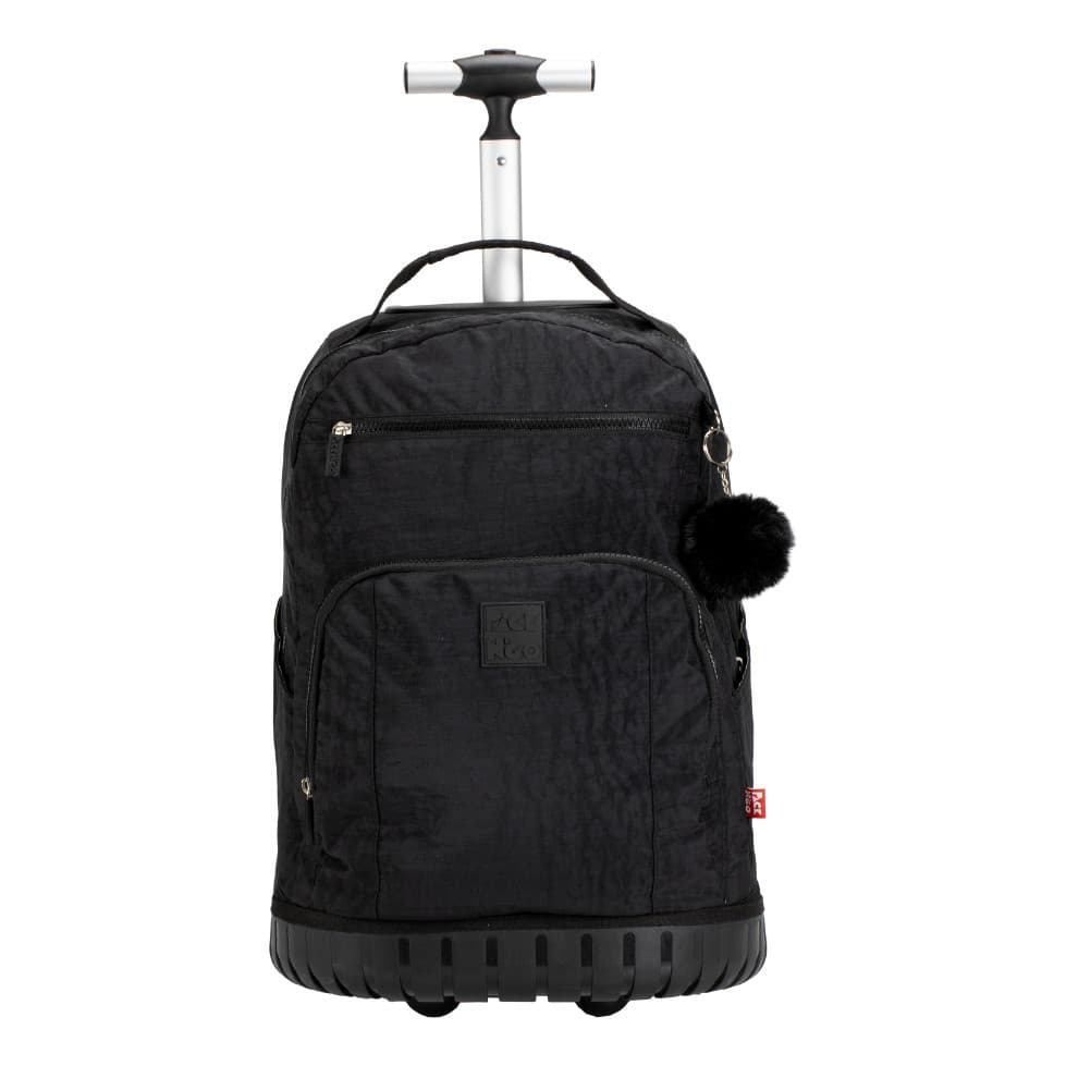 Mochila De Carinho Pack N' Go Escolar Com Pompom Cor Rosa Desenho Do Tecido Liso