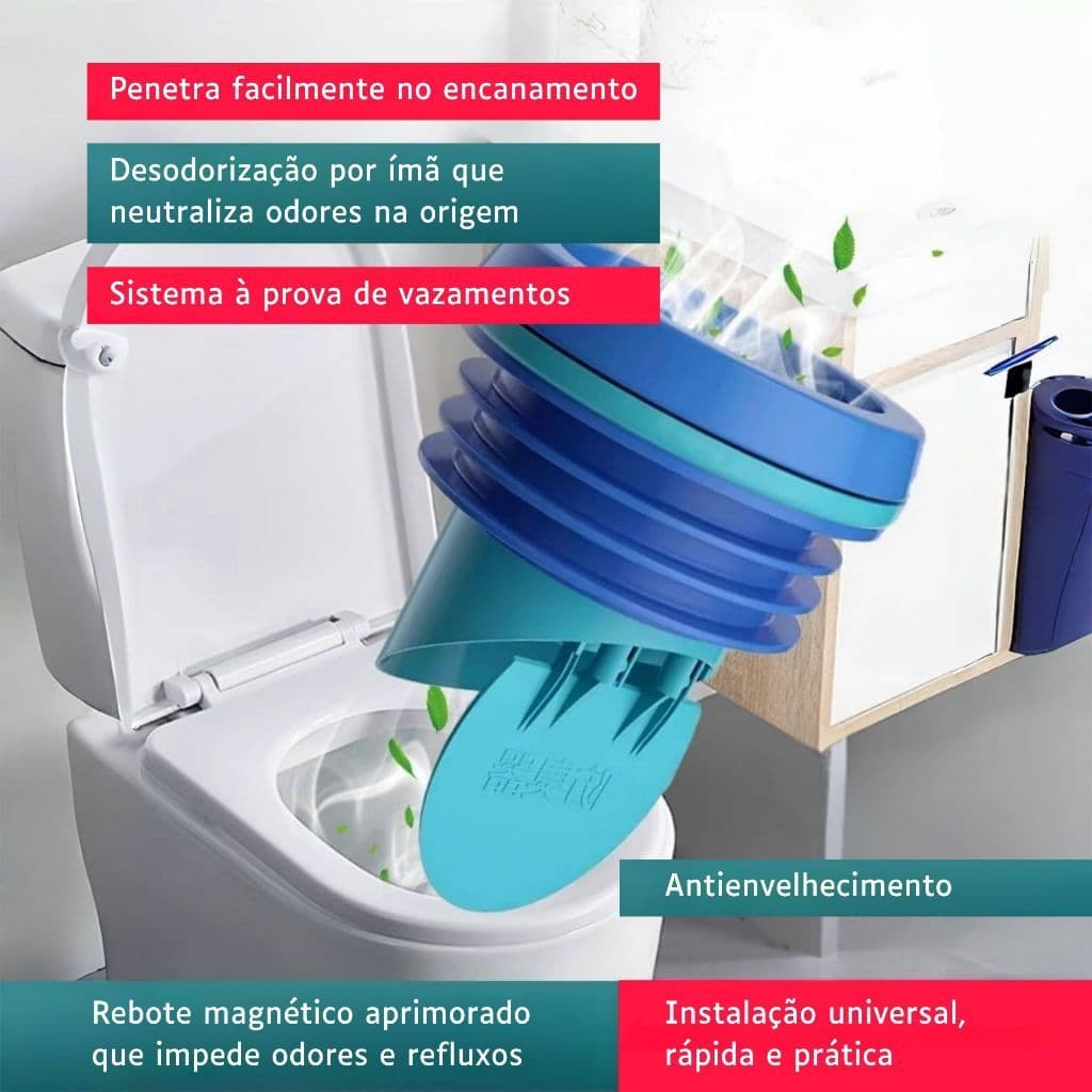 Anel Vedação Vaso Sanitário Universal Anti Odor com Válvula Anti Refluxo Flange