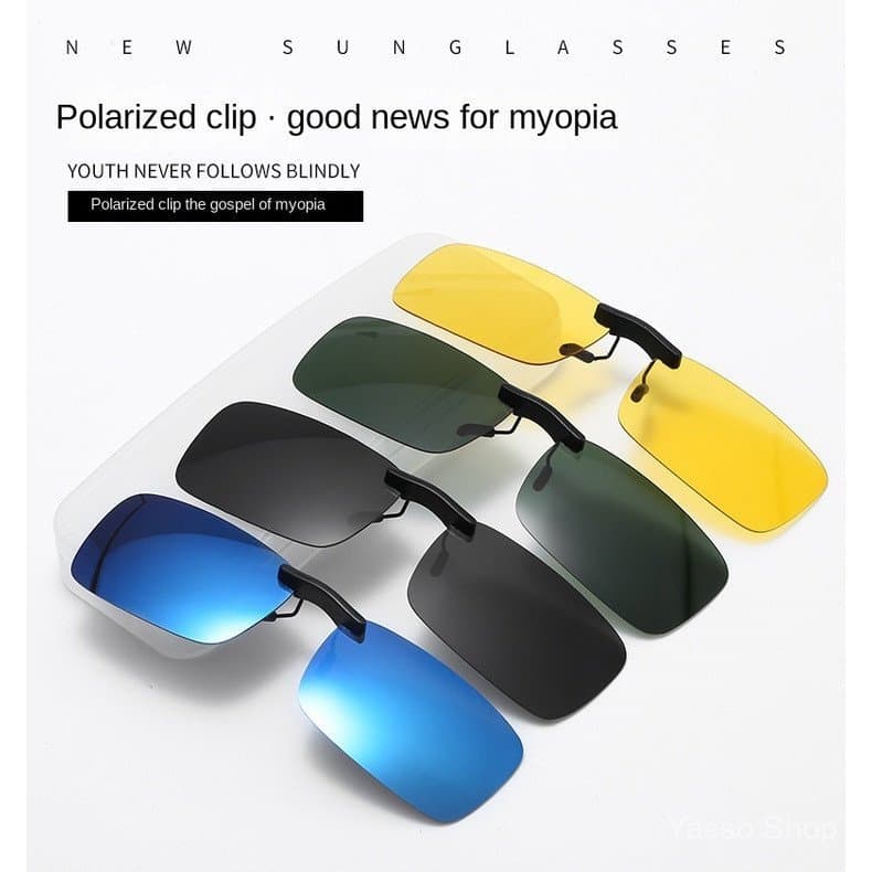 Óculos de Sol Polarizados Unissex Clip-On com Lentes de Visão Diurna UV400 e Visão Noturna