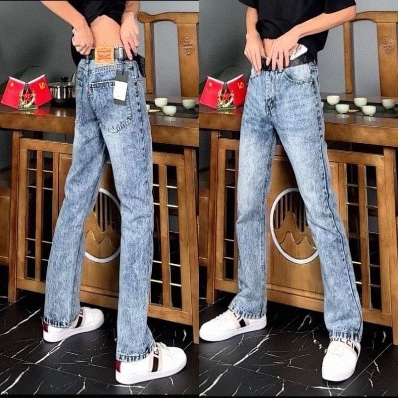 2026 primavera masculino azul cinza Jeans floco de neve Retro Street Wear solto Casual em linha reta calças de perna lar