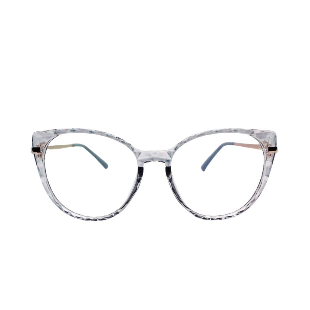 Óculos De Grau Cat Eye Elegante Armação Metal /Acetato Cinza