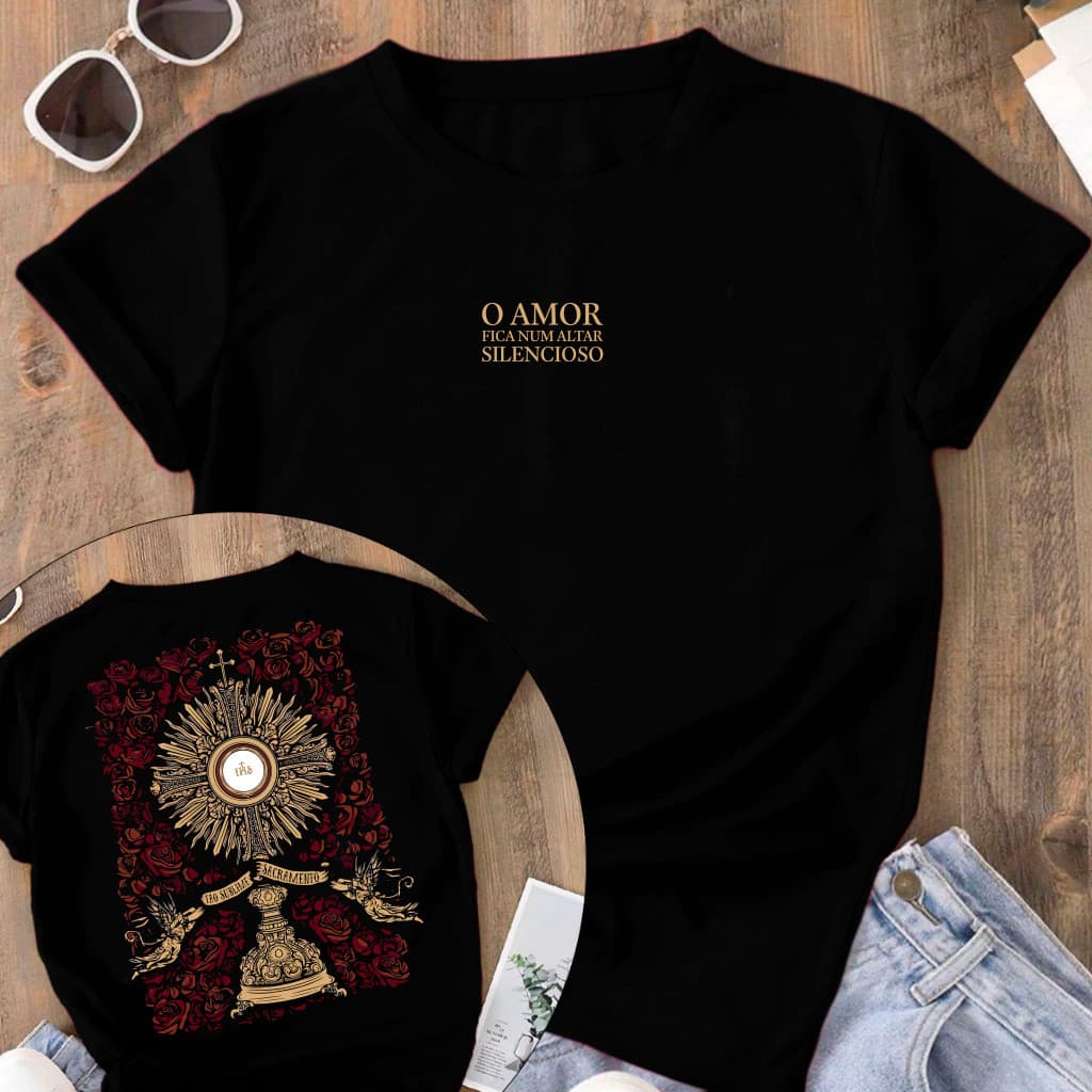 [Camiseta Premium em Algodão Puro]CC Camiseta Tradicional Sagrada Comunhão Blusa Cristã 100% Algodão Unissex