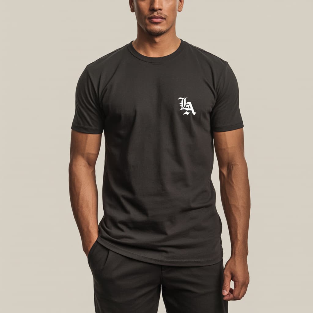 Camiseta Masculina Básica Algodão Streetwear LA Camisa Algodão Premium