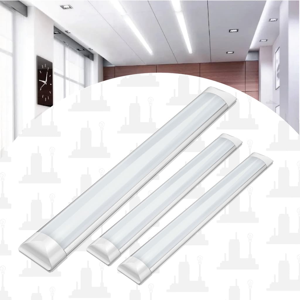 Kit 3 Luminaria slim Led 40w 1M Linear com calha sobrepor LED FACTORY