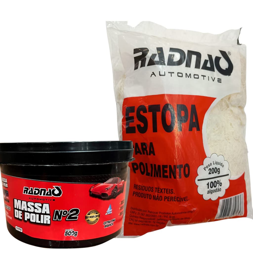 Massa Para Polir N° 2 + Estopa Elimina Riscos E Manchas