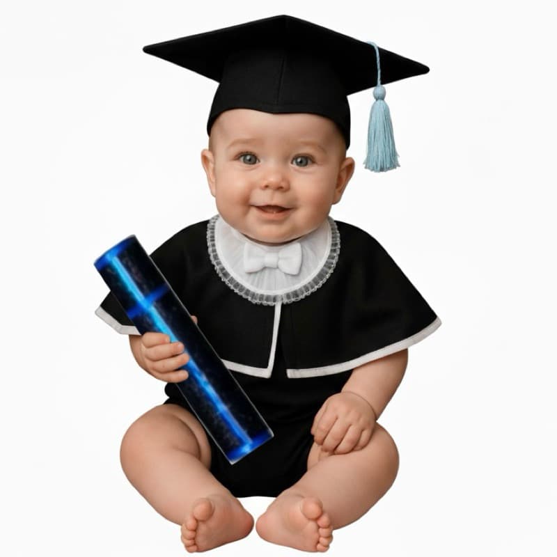 Body Temático Formatura,Beca formando,conclusão de mesversário,Tamanho único 1 ano,com opção de capelo,bebê,mesversário