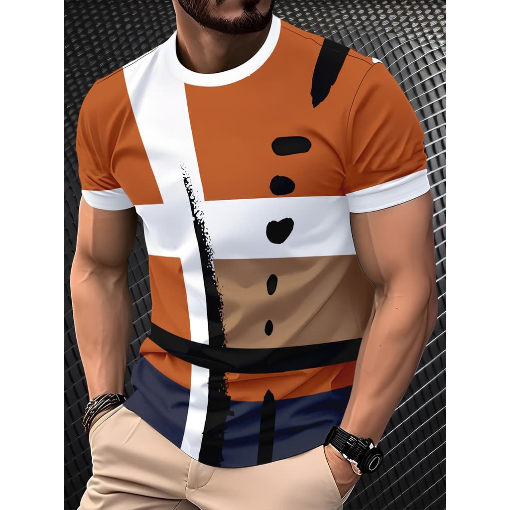 Camiseta Masculina De Verão 2025 Com Impressão Digital 3D , Tamanho Grande , Solta , Casual , Confortável , Camisa Espor