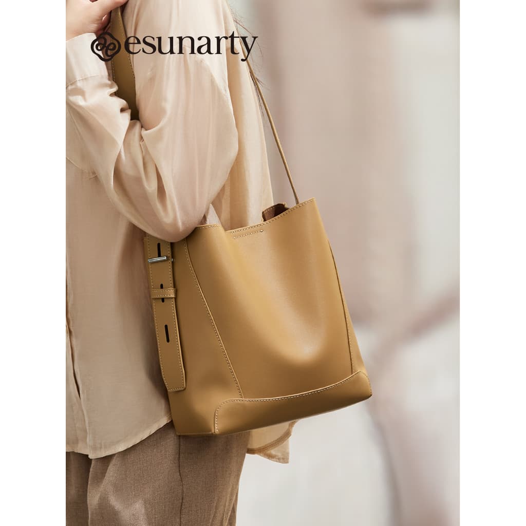 Bolsa Tote feminina de grande capacidade, 2025, novo estilo, couro genuíno, sensação de alta qualidade, primeira camada,